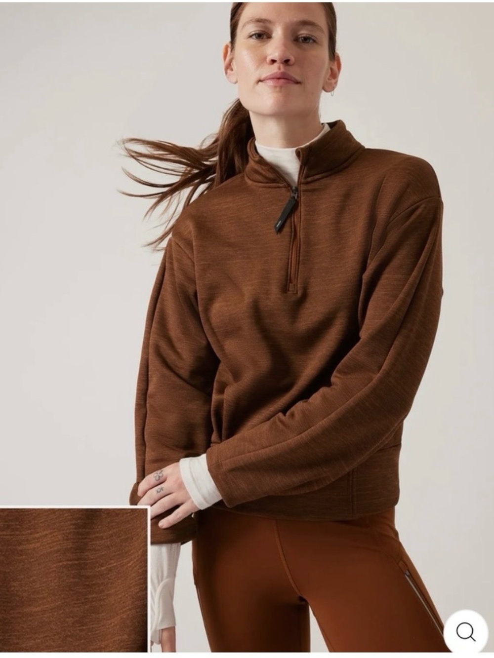 Athleta Altitude Polartech Mahogany Heather Half Zip 2XL